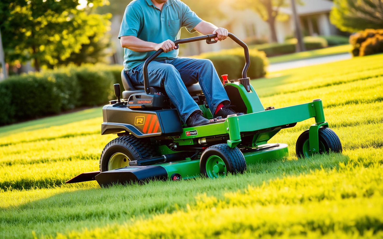 Zero-turn mower on a lush Round Rock lawn